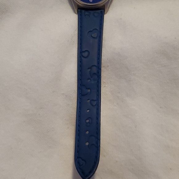 Nelsonic 1997 Pillsbury Doughboy Watch Silver & Blue‎ Heart Embossed Band